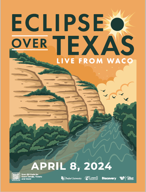 Eclipse Over Texas 2024 Festival Poster Waco Center Gift Shop